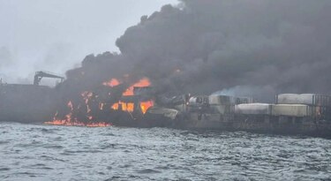 Un petrolero y un carguero se incendian tras colisionar en el mar del Norte