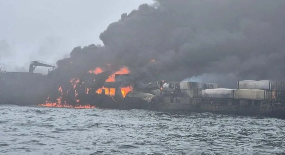 Un petrolero y un carguero se incendian tras colisionar en el mar del Norte