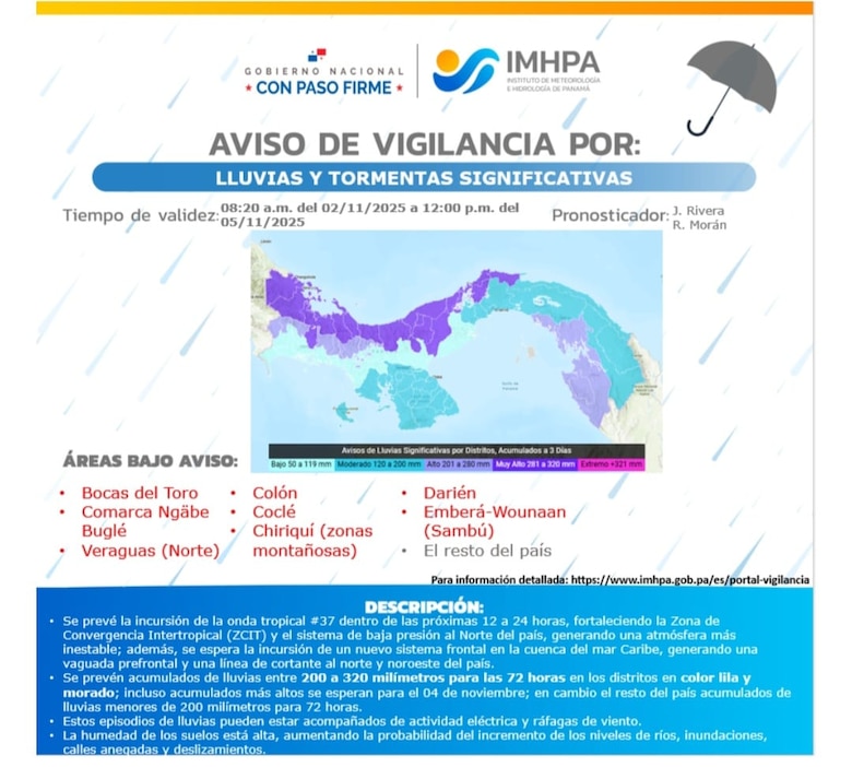 Emiten un nuevo aviso de vigilancia por la incursión de la onda tropical 37 de la temporada