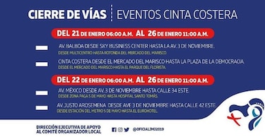 Cierre en la cinta costera por eventos de la JMJ