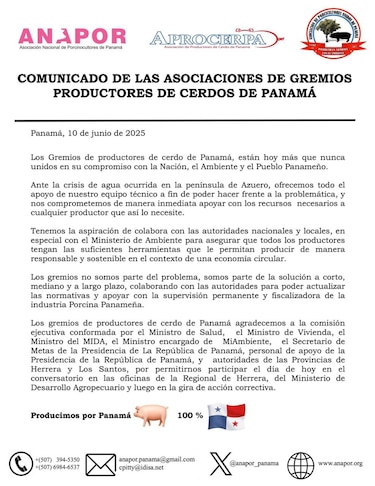 Productores porcinos ofrecen apoyo técnico ante crisis hídrica en Azuero