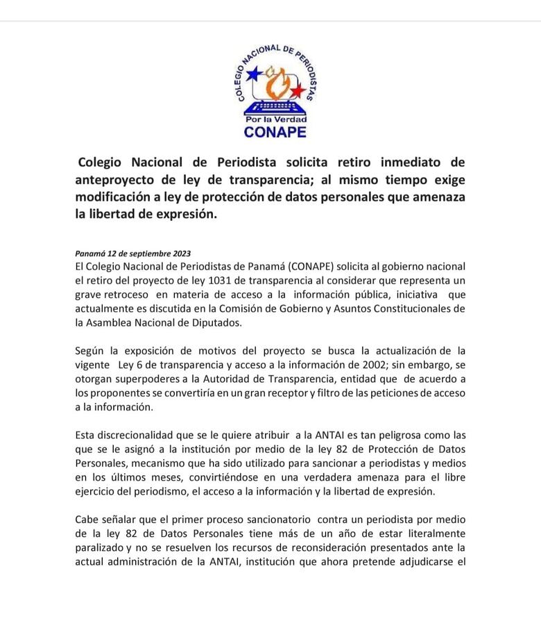 Más agrupaciones rechazan el proyecto que deroga la ley de Transparencia 