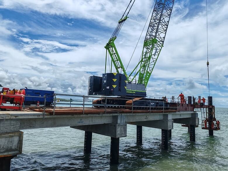 Avanza construcción del muelle multipropósito de Puerto Armuelles con 48% de progreso