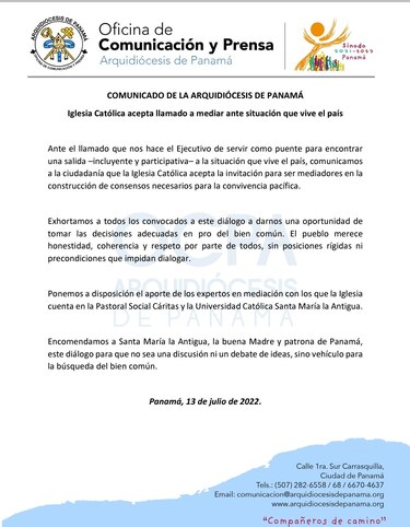 Cortizo convoca a un diálogo este 14 de julio en la Ciudad del Saber; Anadepo pide que las negociaciones sean en Santiago