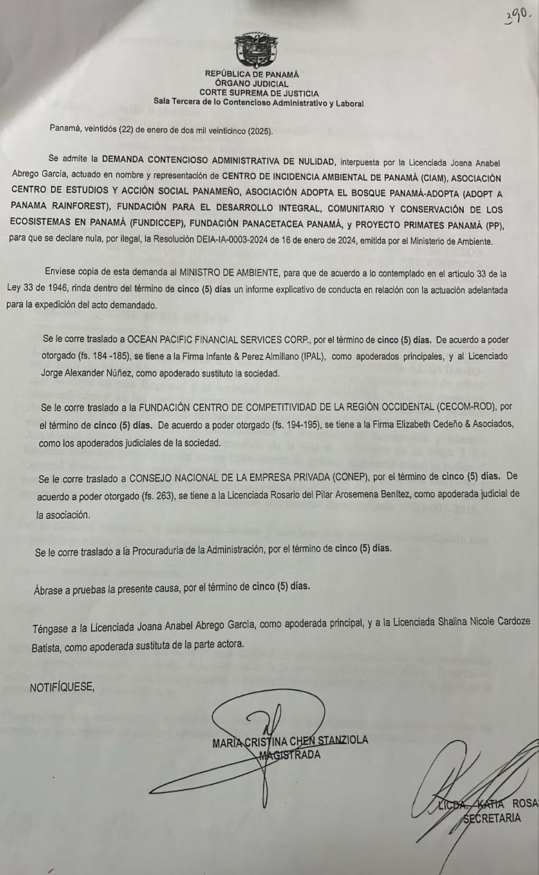Puerto Barú: CSJ admite demanda contra resolución que aprobó estudio ambiental