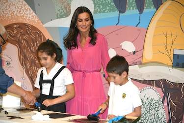 El look rosa de la reina Letizia en la inauguración de la Feria del Libro de Madrid