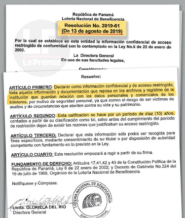 Información de tenedores de lotería ahora es confidencial