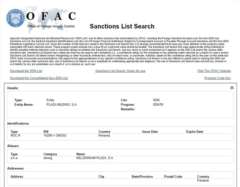 Gobierno extiende exoneraciones turísticas a Plaza Milenio, una sociedad sancionada por Estados Unidos