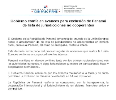 Panamá debe hacer ajustes en sus leyes fiscales para salir de la lista discriminatoria de la Unión Europea