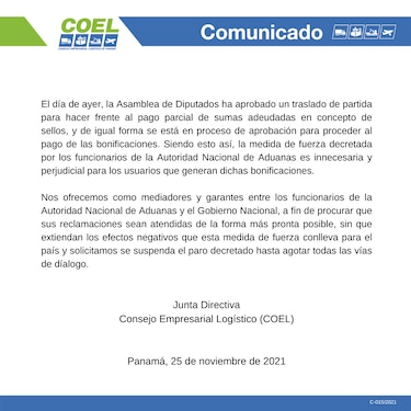 Funcionarios de Aduanas, en huelga; Cciap calcula pérdidas diarias por $24 millones