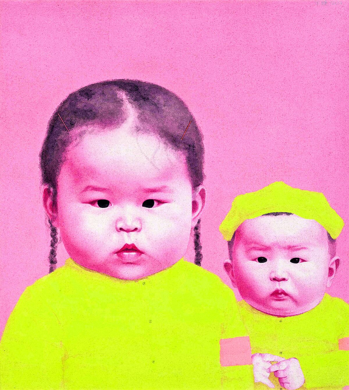 ‘Los niños número 3’, de Yu Chen, e ‘Insomnio’, de Jiang Congyi. CORTESÍA