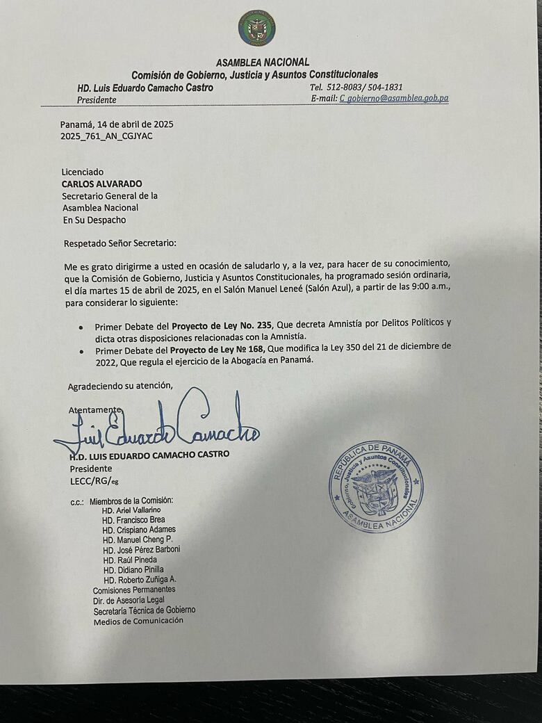 Propuesta de ley de Amnistía: Comisión de Gobierno de la Asamblea discutirá su futuro este martes