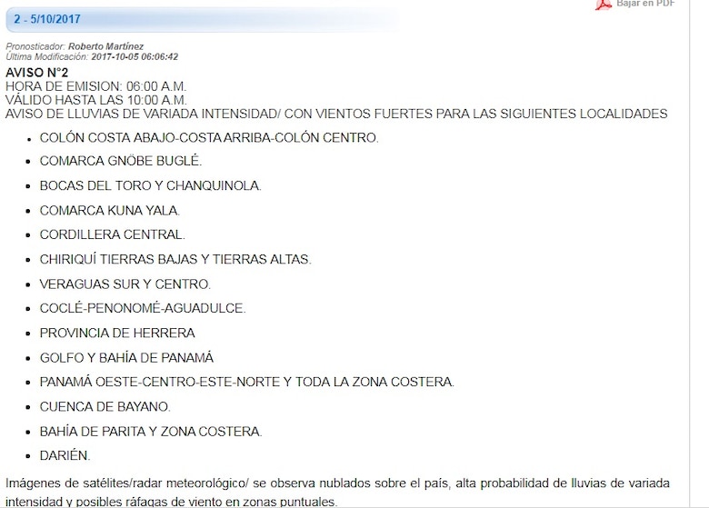 150 casas afectadas por inundaciones en Chiriquí; Sinaproc emite aviso de prevención por lluvias