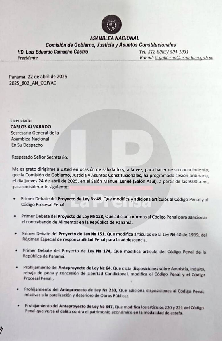 Sigue el empeño por liberar a Martinelli: Camacho resucita una propuesta de indulto y amnistía que presentó hace 9 meses