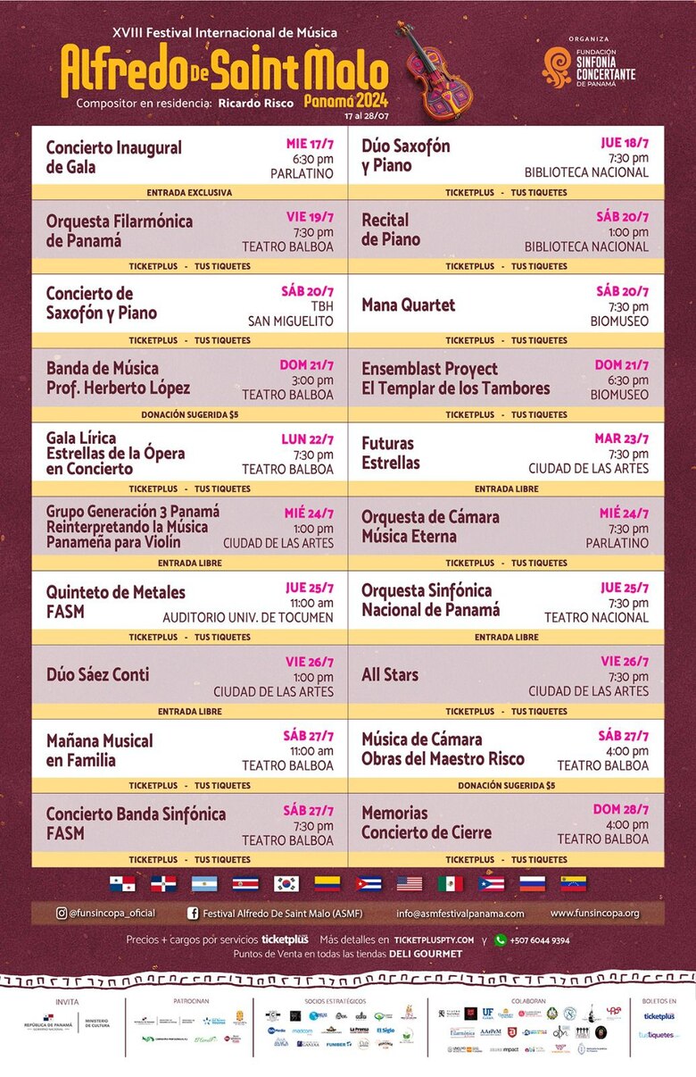 Decimoctava edición del Festival Alfredo De Saint Malo: un encuentro cultural en Panamá