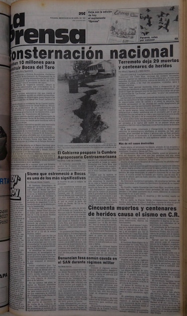 Se cumplen 25 años del gran terremoto de Bocas del Toro; así lo reseñó 'La Prensa'