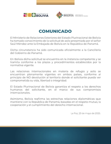 Bolivia tramita el asilo político a Saúl Méndez y garantiza que ‘no’ será devuelto si su vida está en riesgo