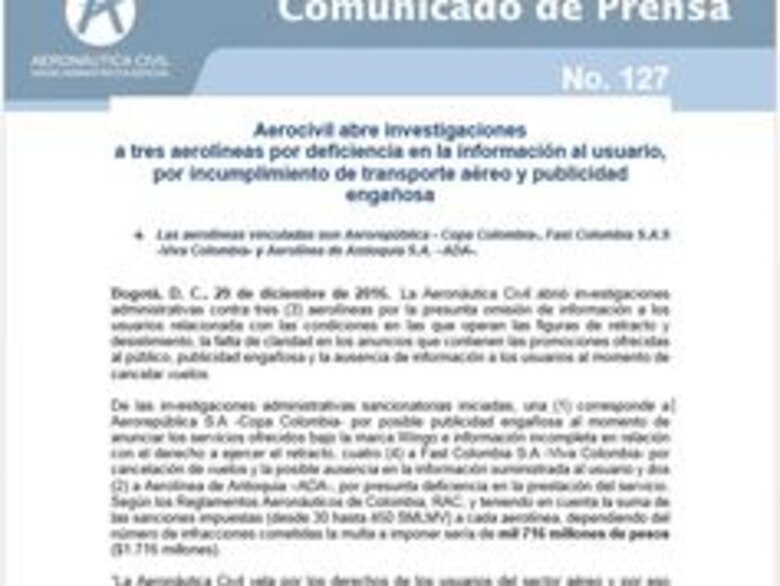 Colombia investiga a Wingo, Viva Colombia y ADA por supuesta 'publicidad engañosa' e incumplimiento