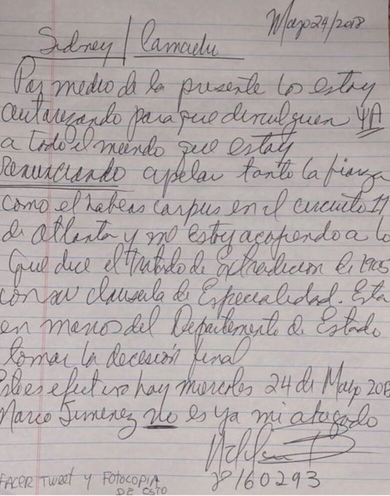 Martinelli cambia de opinión: 'Me acojo a lo que dice el tratado de extradición', anuncia desde Miami