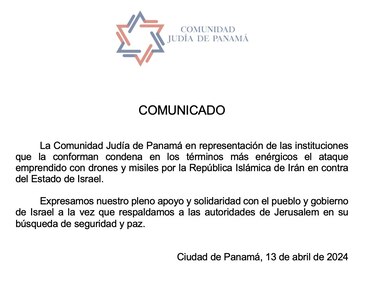 Comunidad Judía en Panamá repudia ataques de Irán contra Israel