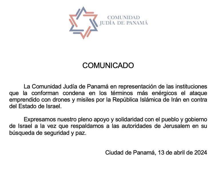Comunidad Judía en Panamá repudia ataques de Irán contra Israel
