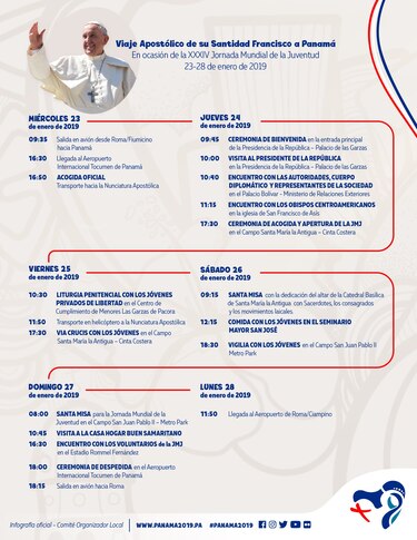 Revelan la agenda del papa Francisco en Panamá: llegará el 23 de enero de 2019