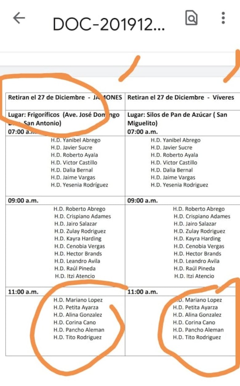 Mayín Correa revela lista de diputados que habrían recibido jamones y víveres