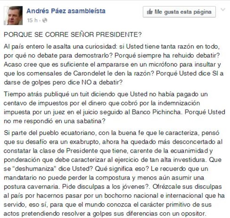 Rafael Correa da por terminado diferendo con legislador de CREO