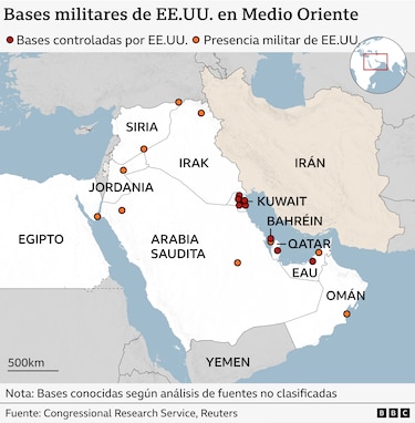 Los mapas que muestran el impacto en Medio Oriente del conflicto entre Israel y Estados Unidos e Irán