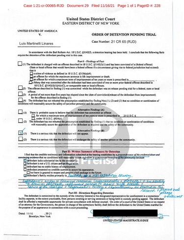 Por estas razones, la juez ordenó la detención de Luis Martinelli