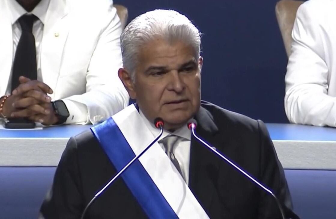 Discurso del presidente José Raúl Mulino durante su toma de posesión en el centro de convenciones Atlapa. Captura de pantalla