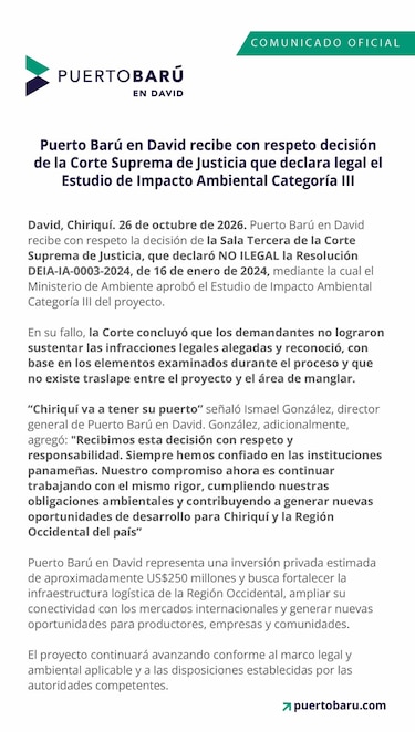 Esta es la razón por la que la Corte no declaró ilegal el estudio de impacto ambiental de Puerto Barú