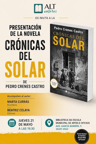 Pedro Crenes Castro presentará en Vigo su novela ganadora del Premio Ricardo Miró
