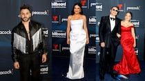 La pedrería y los cortes clásicos destacaron en la alfombra azul de los Billboard latinos