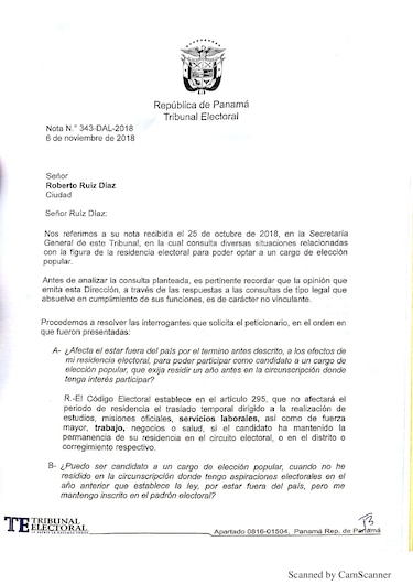 La residencia electoral y el caso Ricardo Martinelli