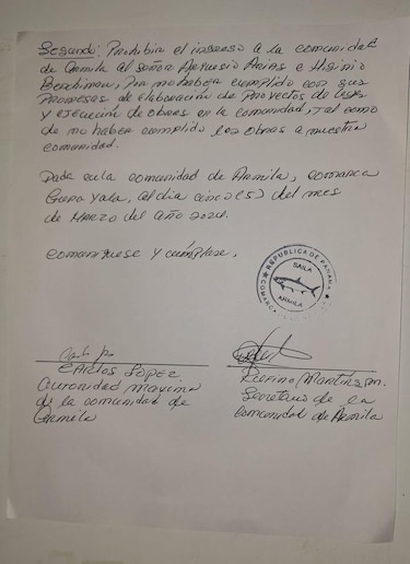 El diputado Arquesio Arias tiene prohibido ingresar a la comunidad indígena de Armila