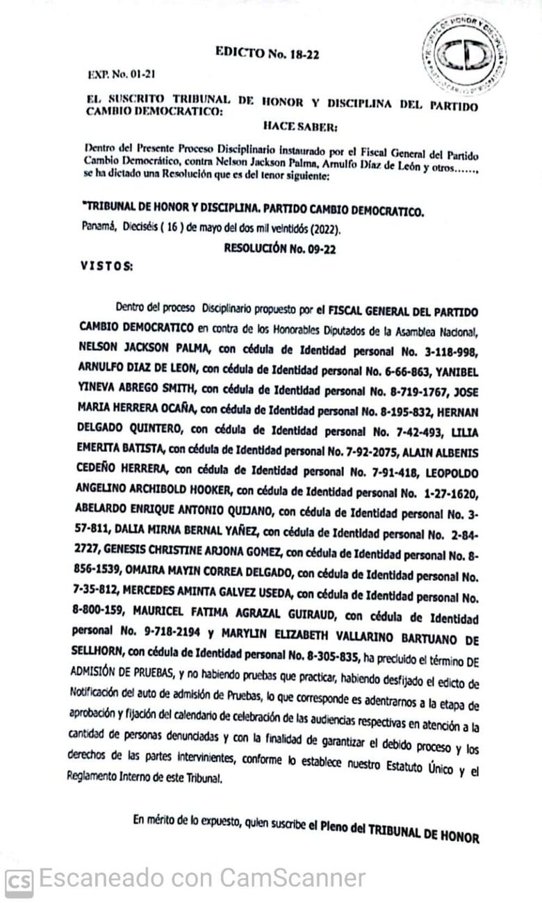 Fijan para el 25, 26 y 27 de mayo las audiencias a diputados disidentes de CD