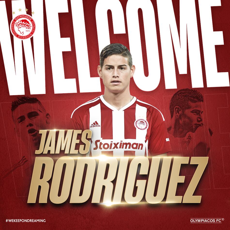 El colombiano James Rodríguez ficha por el Olympiacos