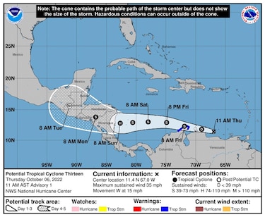 La depresión Trece golpea el norte de Colombia
