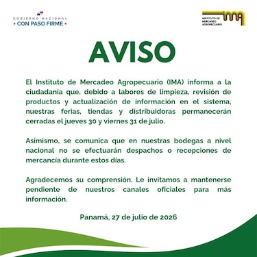 Agroferias: IMA confirma puntos de venta para este miércoles 29 de julio