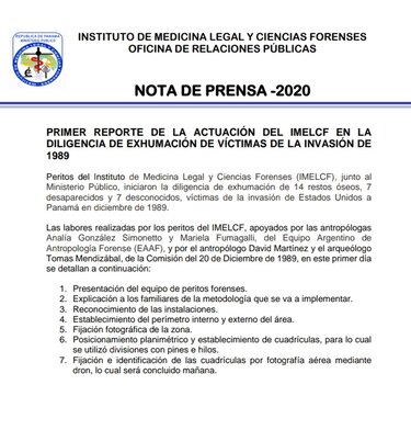 Finaliza primer día de trabajo para exhumar los restos de víctimas de la invasión