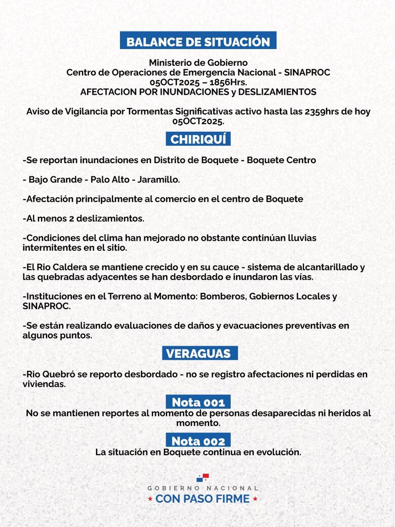 Fuertes lluvias provocan desbordamiento de quebradas y afectaciones en Boquete; suspenden clases