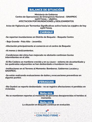 Fuertes lluvias provocan desbordamiento de quebradas y afectaciones en Boquete; suspenden clases