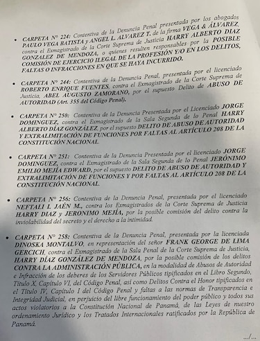 Comisión de Credenciales remite al Ministerio Público 14 denuncias contra exmagistrados de la Corte