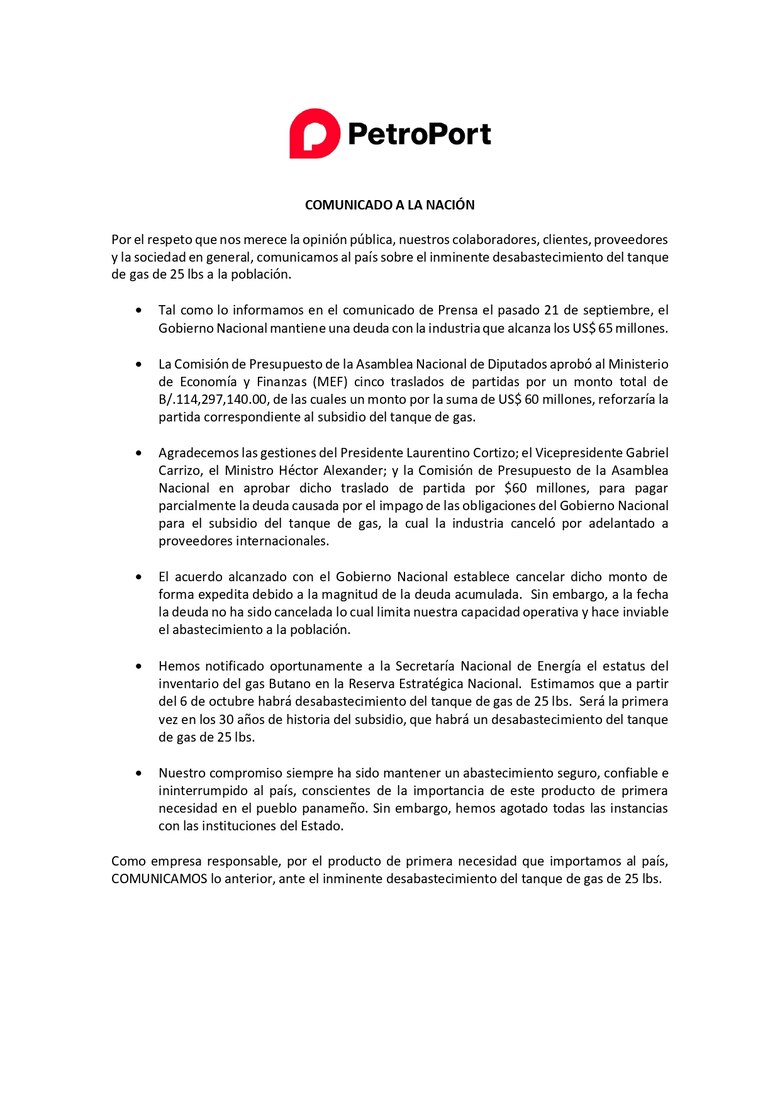 Advierten desabastecimiento del tanque de gas de 25 libras a partir de mañana