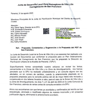 Vecinos de San Francisco piden respeto a acuerdos comunitarios, tras modificaciones en zonificación