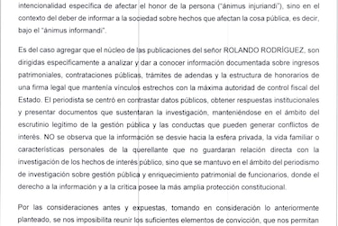Fiscalía desestima 5 querellas de Odila Castillo contra el periodista Rolando Rodríguez