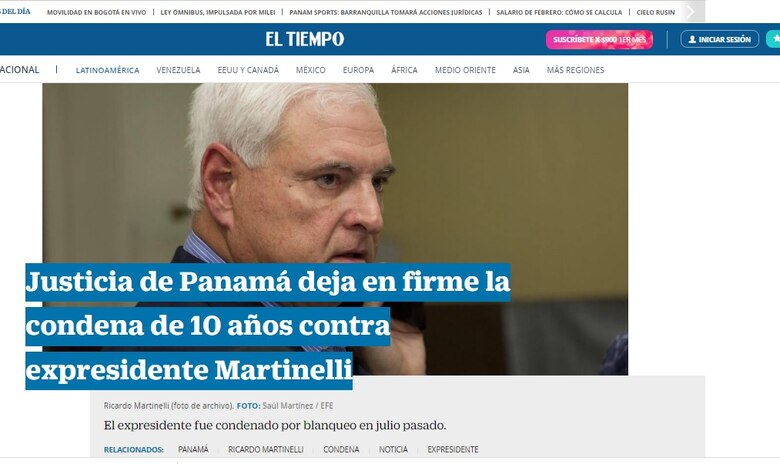 Así titularon los medios internacionales la condena de Ricardo Martinelli