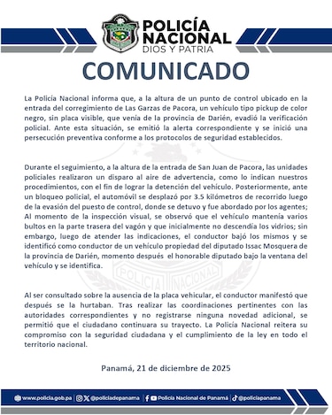 Diputado Isaac Mosquera estuvo involucrado en confuso incidente con la Policía en Las Garzas