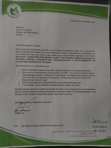 Residentes de Clayton denuncian retrasos y falta de consulta en proyecto vial